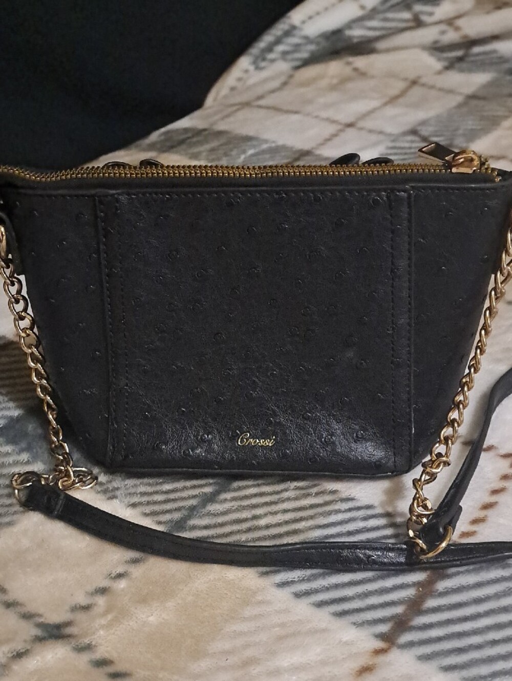 Black Bow Accent Crossbody Bag with Gold Chain - Picture 4 of 6